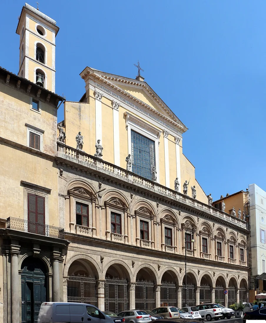 The façade of the Basilica of Santi XII Apostoli in Rome.